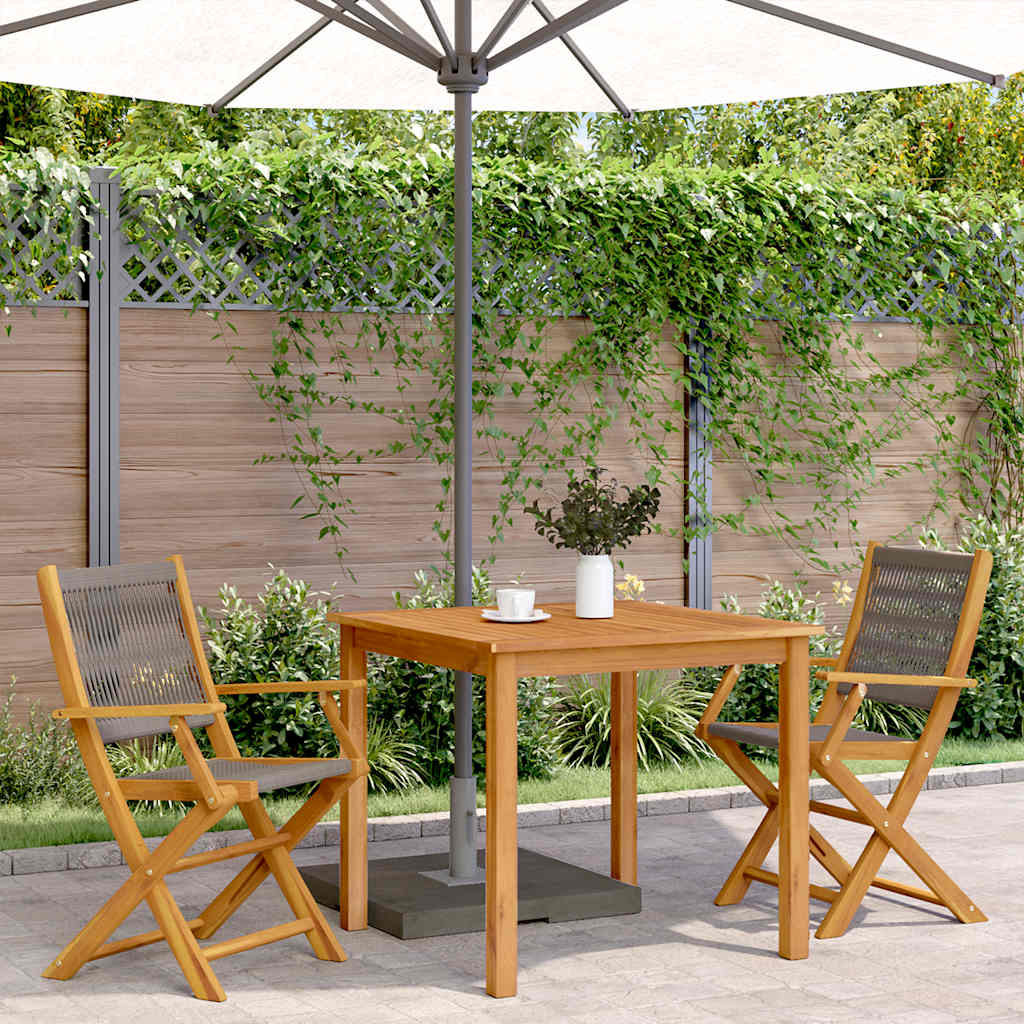 Sedie Giardino 2pz Grigie Legno Massello Acacia e Polipropilene | homemem39