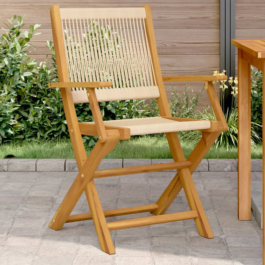 Sedie Giardino 2 pz Beige Legno Massello Acacia e Polipropilene - homemem39