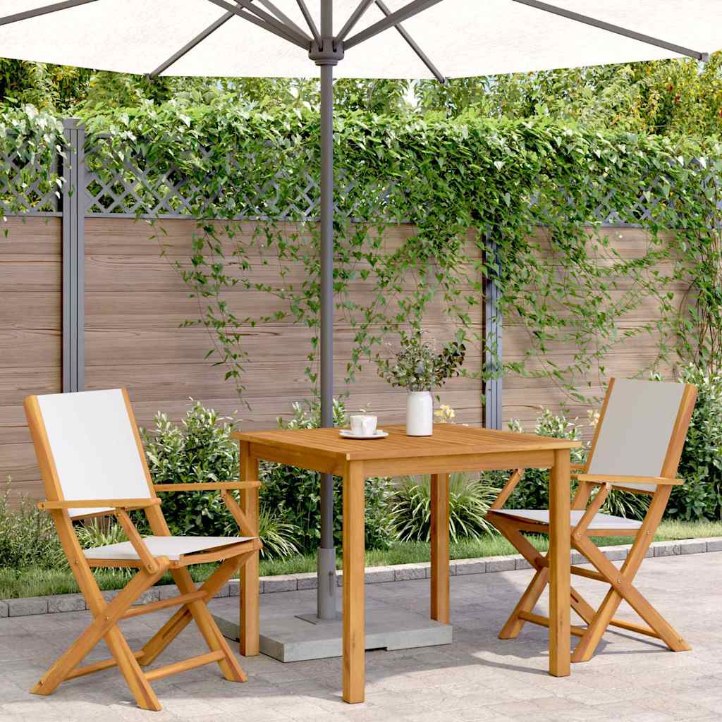 Sedie Giardino 2pz Bianco Crema Legno Massello Acacia e Tessuto | homemem39