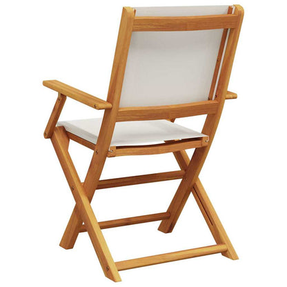 Sedie Giardino 2pz Bianco Crema Legno Massello Acacia e Tessuto | homemem39