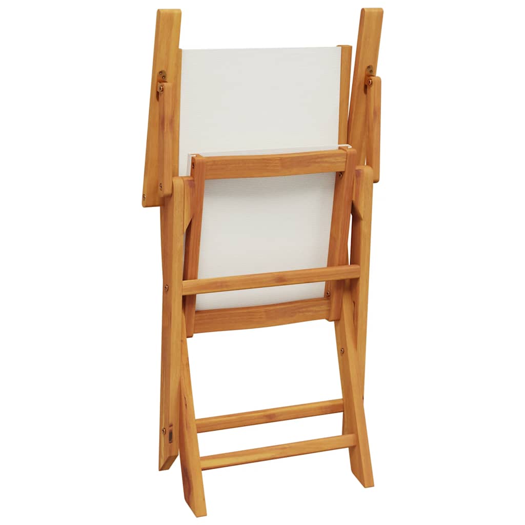 Sedie Giardino 2pz Bianco Crema Legno Massello Acacia e Tessuto - homemem39