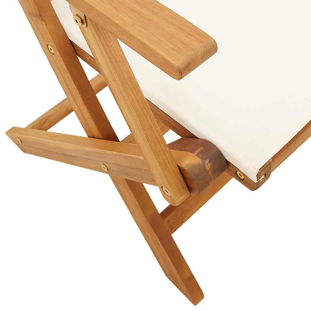 Sedie Giardino 2pz Bianco Crema Legno Massello Acacia e Tessuto - homemem39