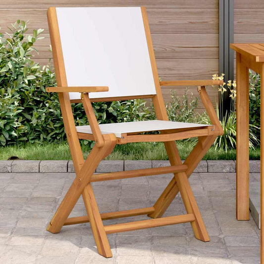 Sedie Giardino 2pz Bianco Crema Legno Massello Acacia e Tessuto | homemem39