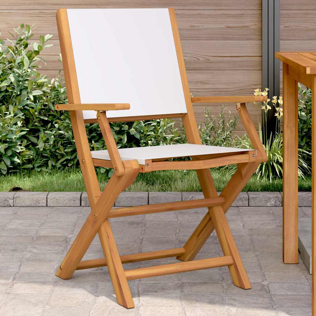 Sedie Giardino 2pz Bianco Crema Legno Massello Acacia e Tessuto - homemem39