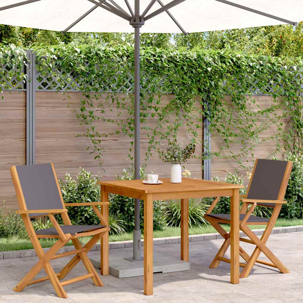 Sedie da Giardino 2pz Antracite Legno Massello Acacia e Tessuto | homemem39