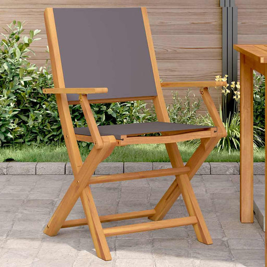 Sedie da Giardino 2pz Antracite Legno Massello Acacia e Tessuto | homemem39