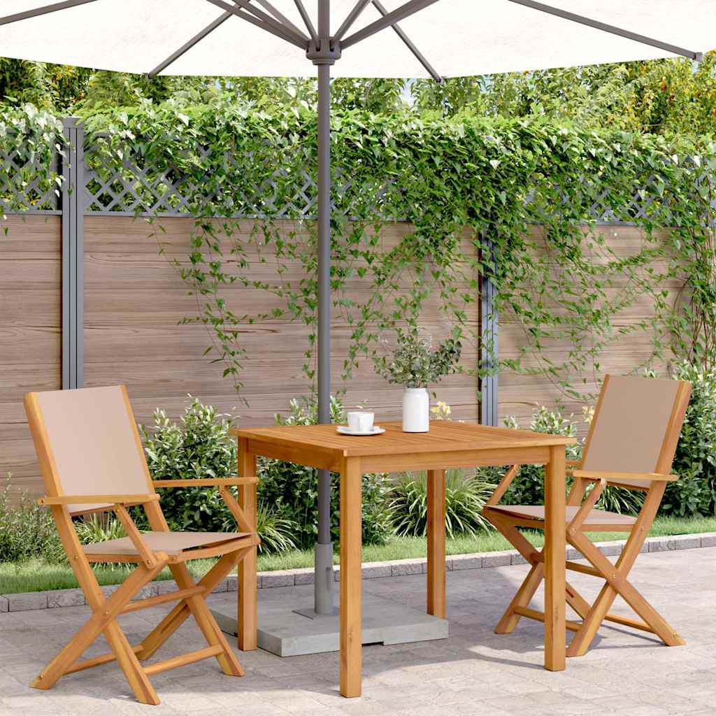 Sedie da Giardino 2pz Tortora Legno Massello Acacia e Tessuto | homemem39