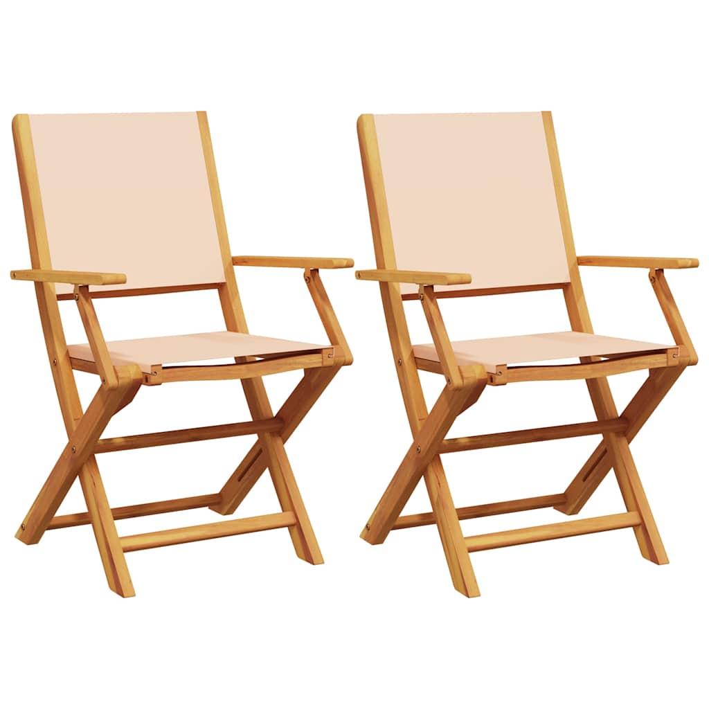 Sedie da Giardino 2pz Beige Legno Massello di Acacia e Tessuto | homemem39