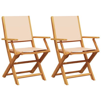 Sedie da Giardino 2pz Beige Legno Massello di Acacia e Tessuto | homemem39