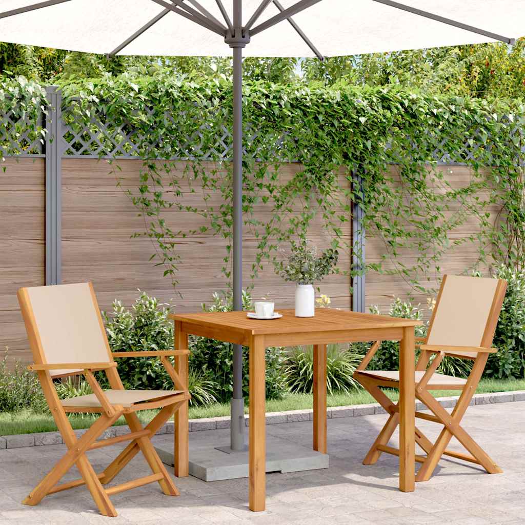 Sedie da Giardino 2pz Beige Legno Massello di Acacia e Tessuto - homemem39