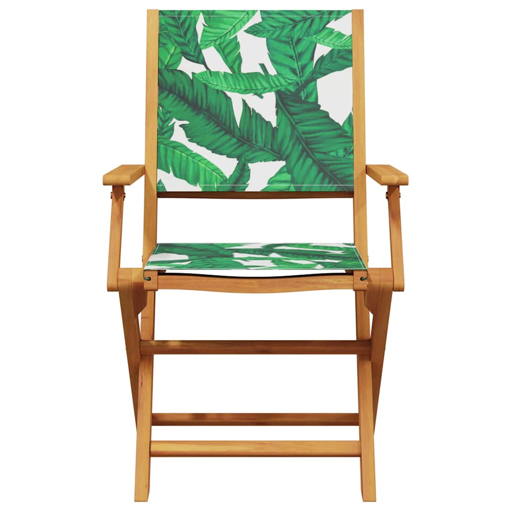 Sedie Giardino 2pz Motivo Foglia Legno Massello Acacia Tessuto | homemem39