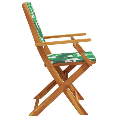 Sedie Giardino 2pz Motivo Foglia Legno Massello Acacia Tessuto | homemem39