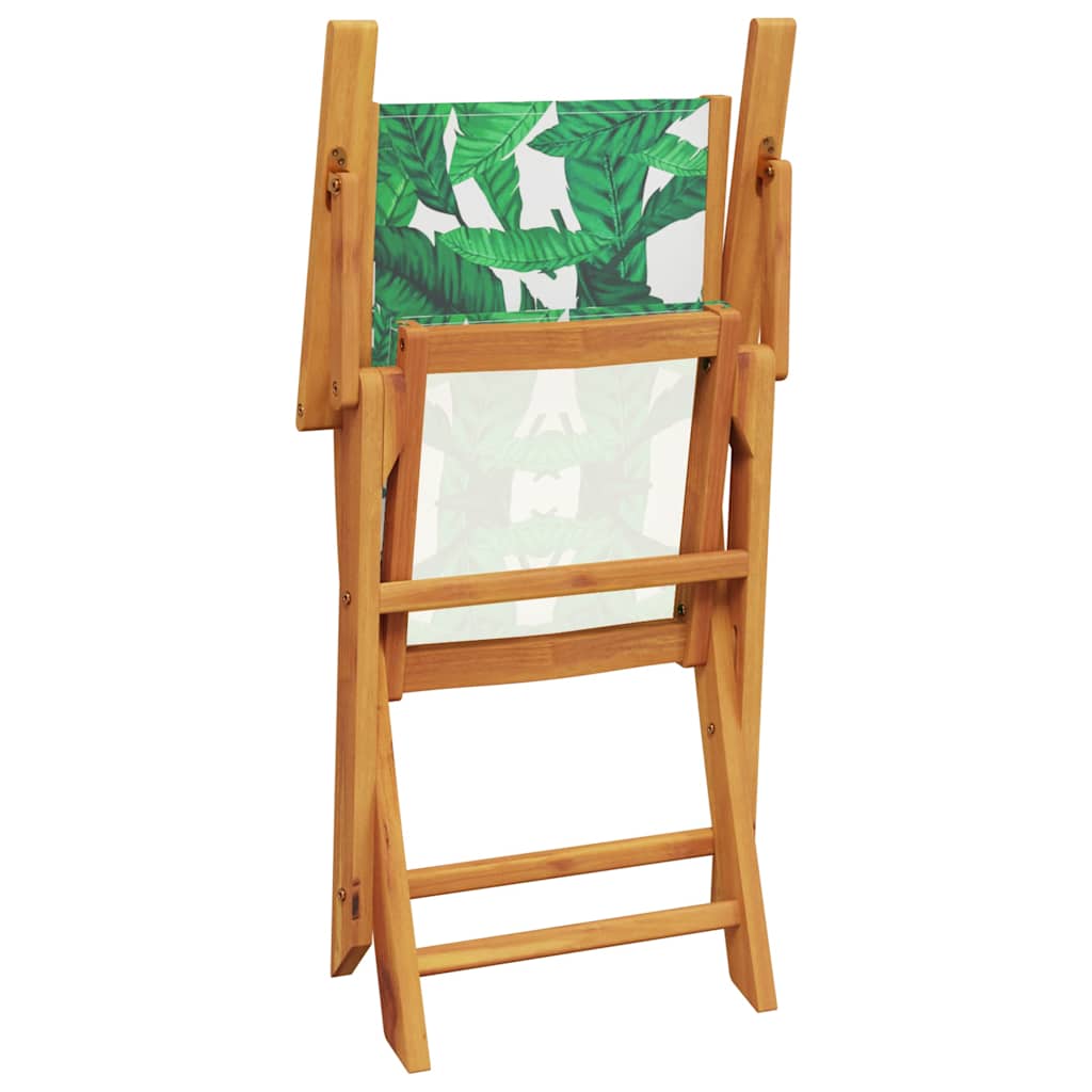Sedie Giardino 2pz Motivo Foglia Legno Massello Acacia Tessuto | homemem39