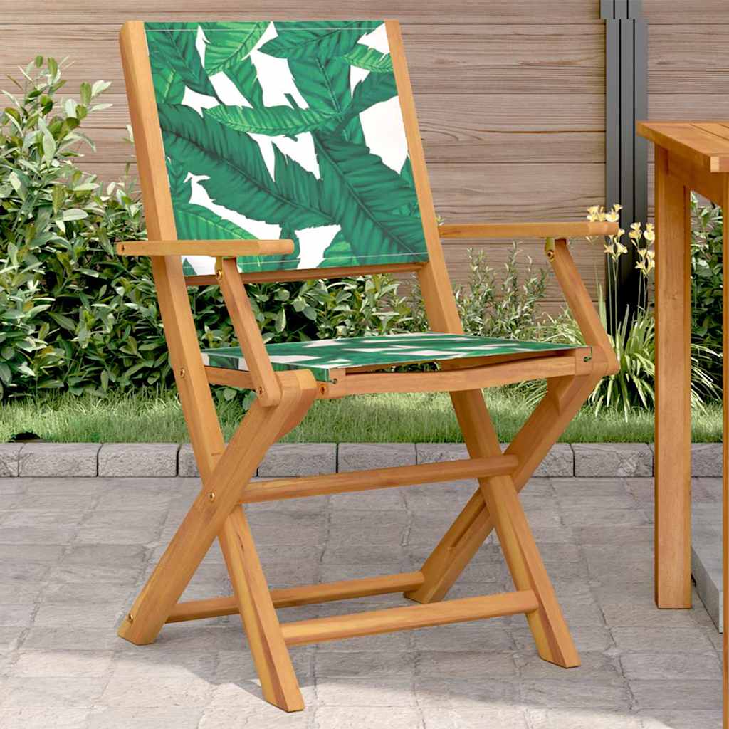 Sedie Giardino 2pz Motivo Foglia Legno Massello Acacia Tessuto | homemem39