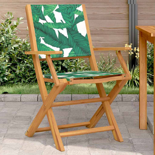 Sedie Giardino 2pz Motivo Foglia Legno Massello Acacia Tessuto | homemem39