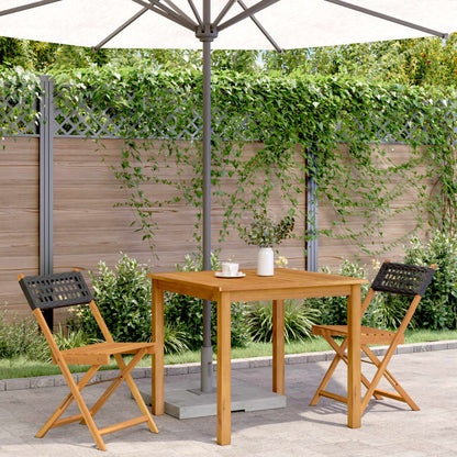 Sedie da Bistrò 2 pz Nere Legno Massello Acacia e Polyrattan | homemem39