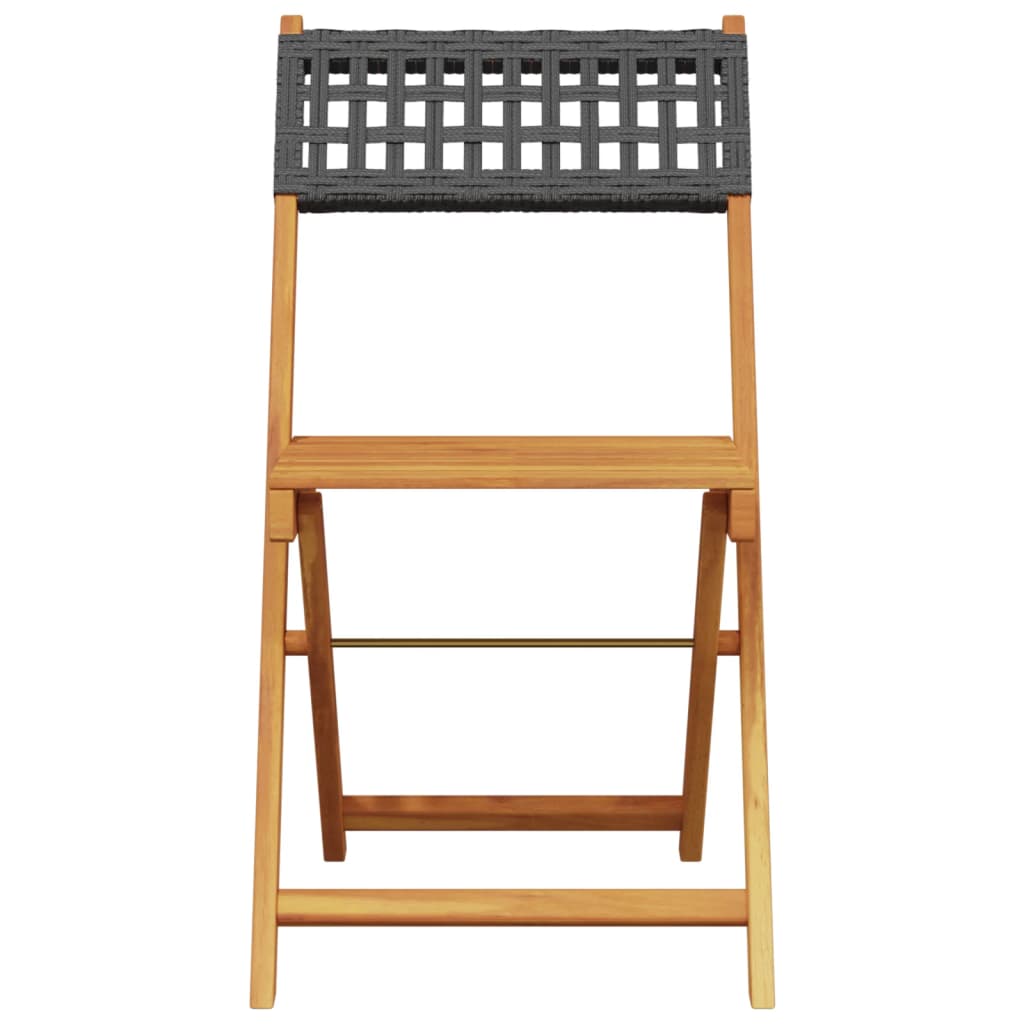 Sedie da Bistrò 2 pz Nere Legno Massello Acacia e Polyrattan | homemem39