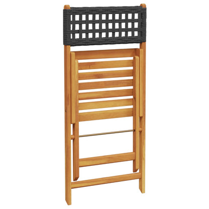 Sedie da Bistrò 2 pz Nere Legno Massello Acacia e Polyrattan - homemem39