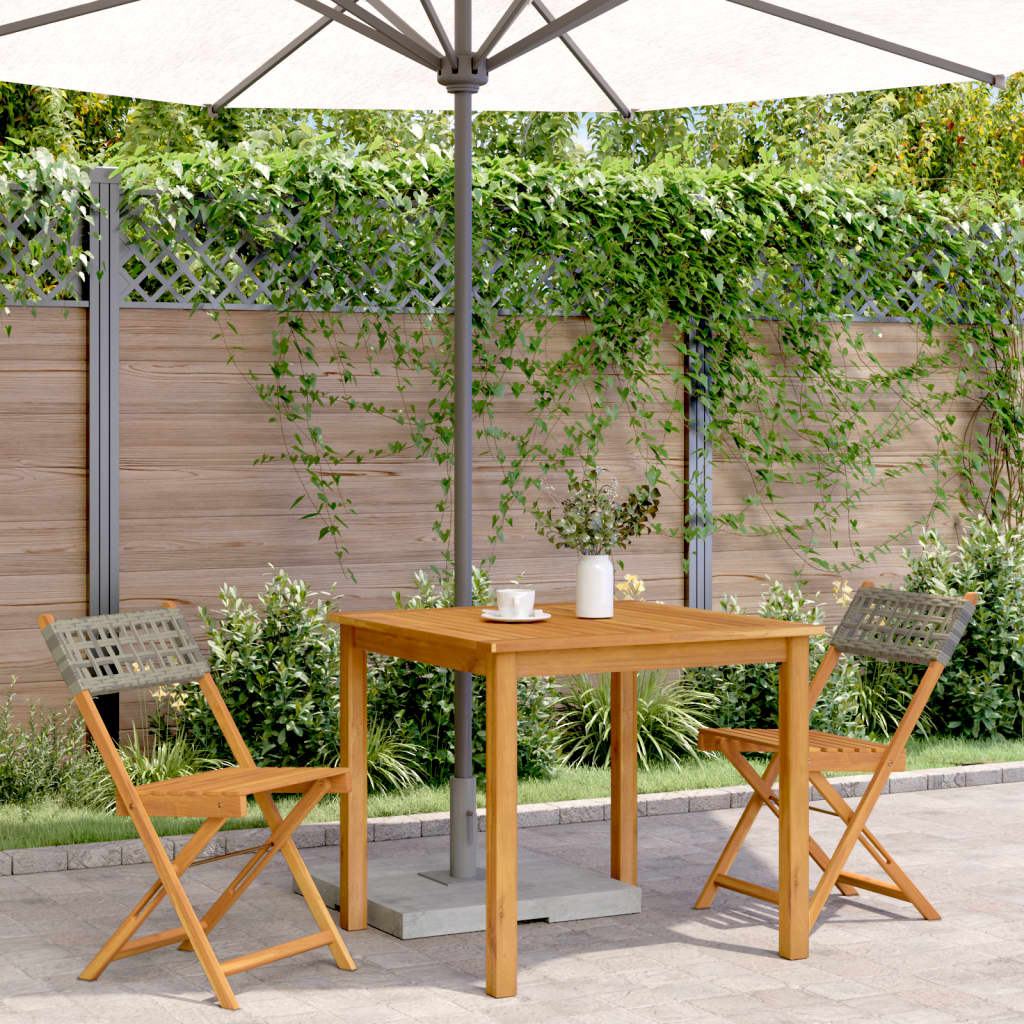 Sedie da Bistrò 2 pz Grigie Legno Massello Acacia e Polyrattan | homemem39