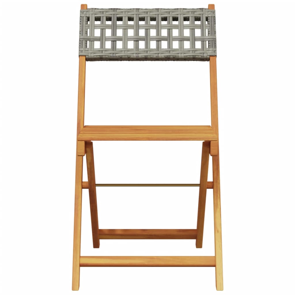 Sedie da Bistrò 2 pz Grigie Legno Massello Acacia e Polyrattan | homemem39