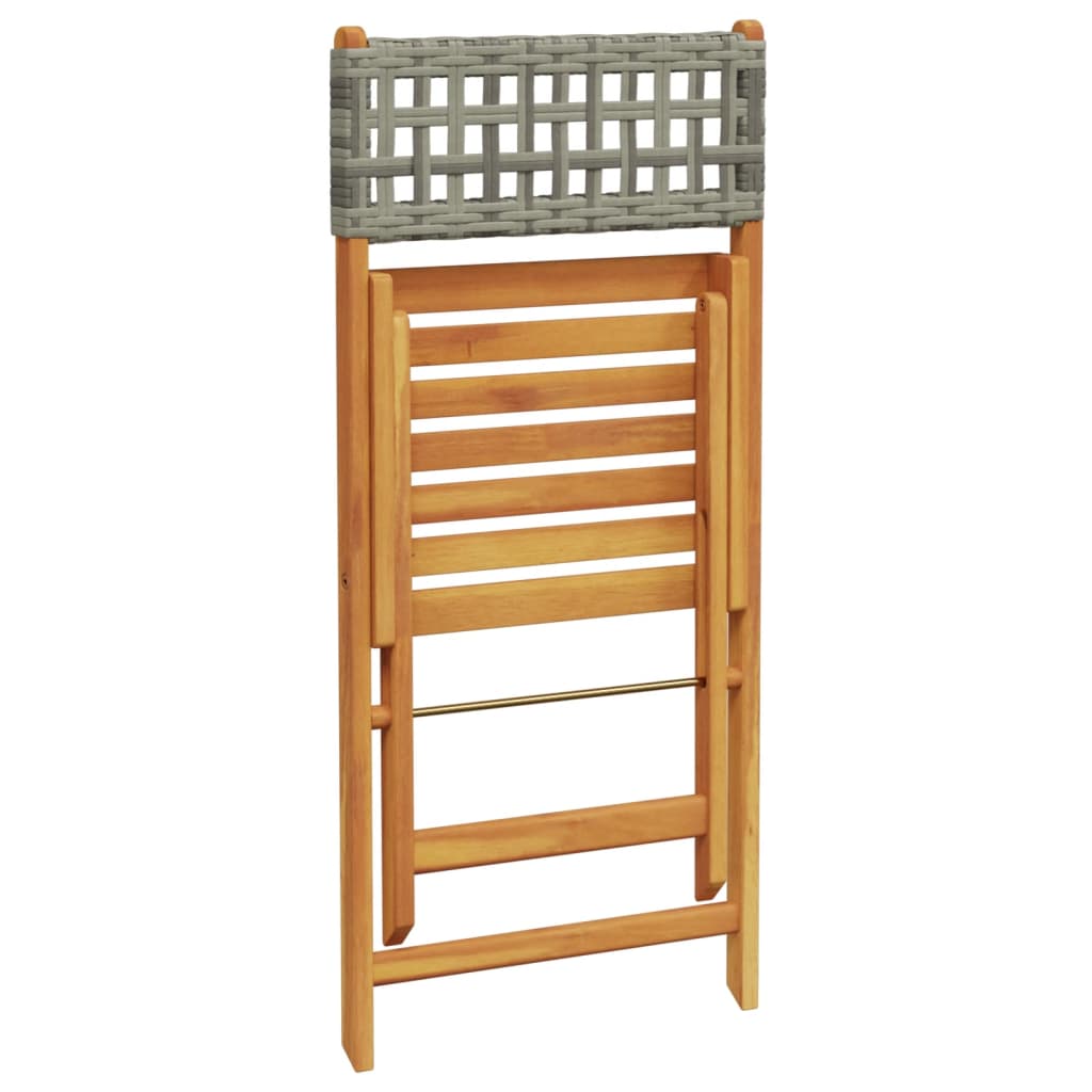 Sedie da Bistrò 2 pz Grigie Legno Massello Acacia e Polyrattan | homemem39