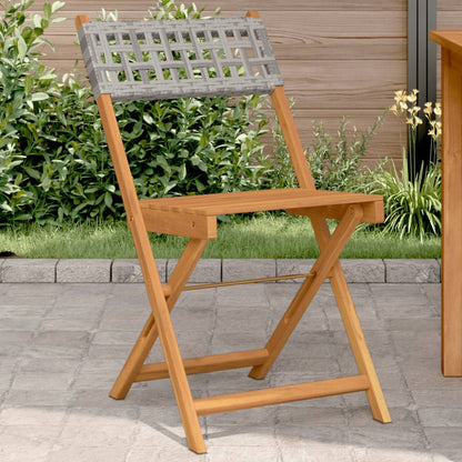 Sedie da Bistrò 2 pz Grigie Legno Massello Acacia e Polyrattan | homemem39
