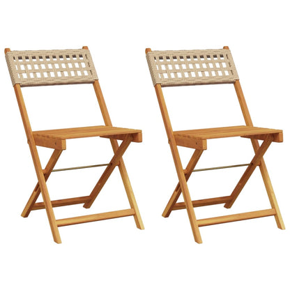 Sedie da Bistrò 2 pz Beige Legno Massello Acacia e Polyrattan | homemem39