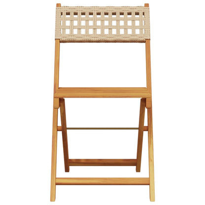 Sedie da Bistrò 2 pz Beige Legno Massello Acacia e Polyrattan | homemem39