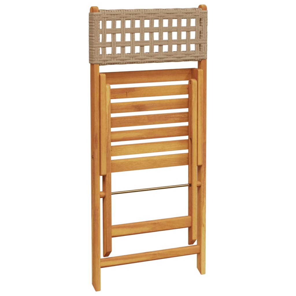 Sedie da Bistrò 2 pz Beige Legno Massello Acacia e Polyrattan | homemem39
