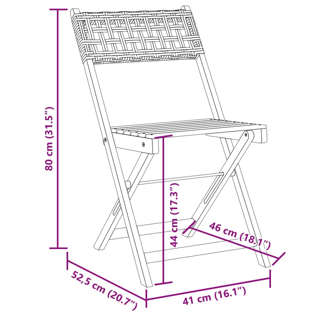 Sedie da Bistrò 2 pz Beige Legno Massello Acacia e Polyrattan | homemem39