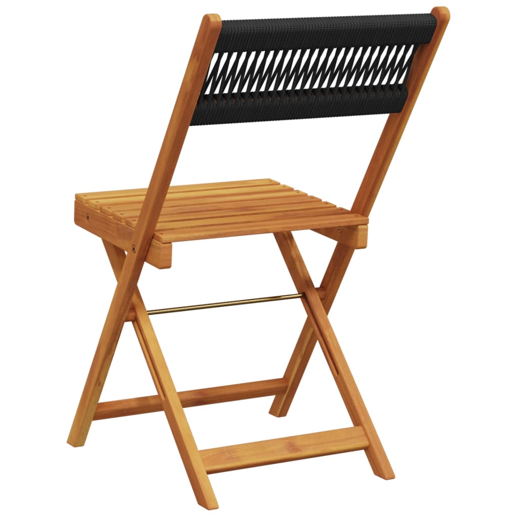 Sedie Bistrò 2pz Nere Legno Massello di Acacia e Corda | homemem39