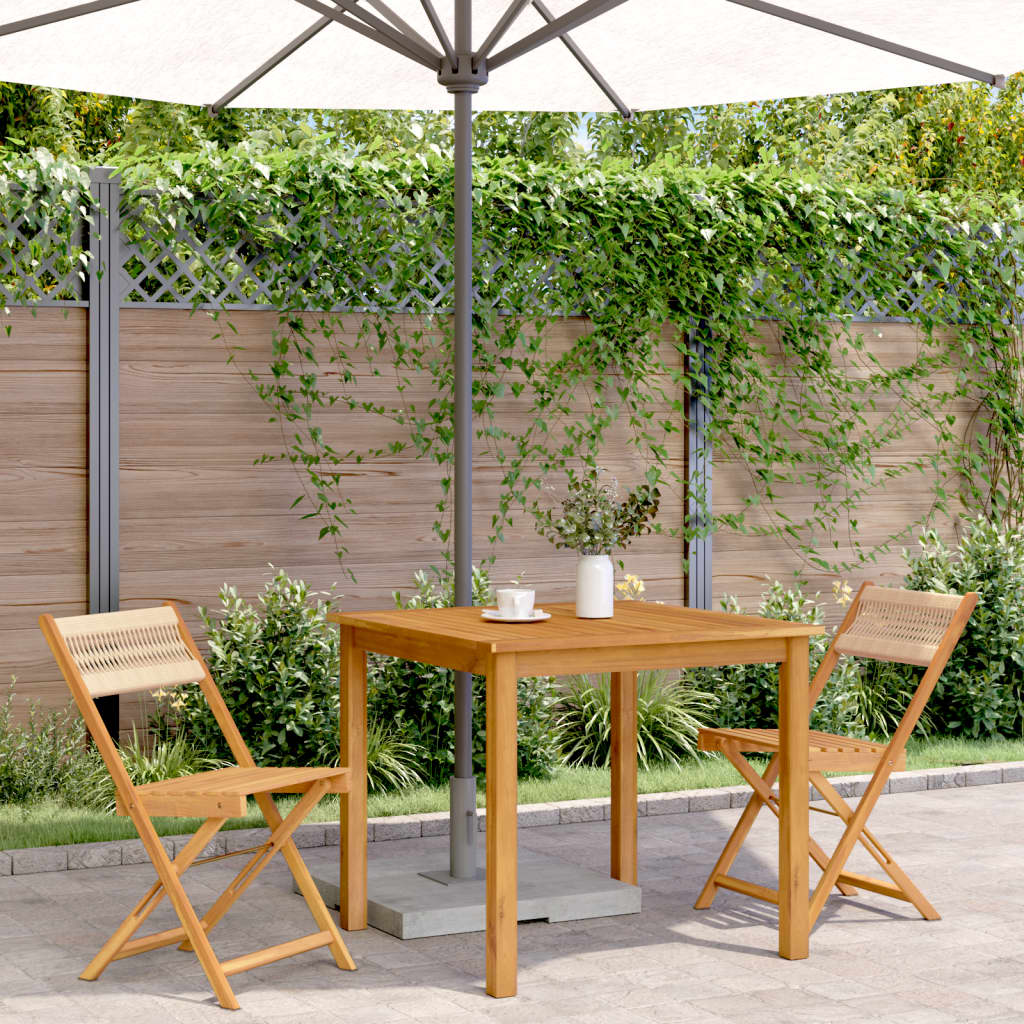 Sedie Bistrò 2pz Beige in Legno Massello di Acacia e Corda