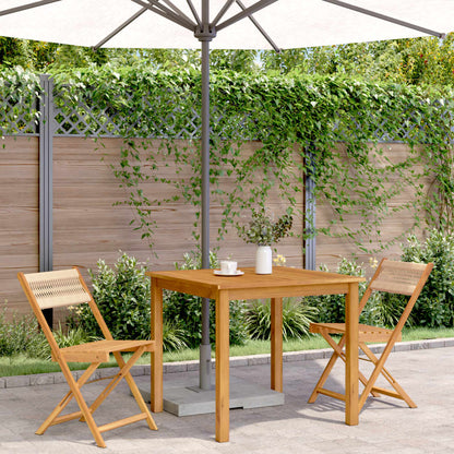 Sedie Bistrò 2pz Beige in Legno Massello di Acacia e Corda