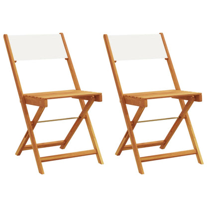 Sedie Bistrò 2pz Bianco Crema Legno Massello Acacia e Tessuto | homemem39