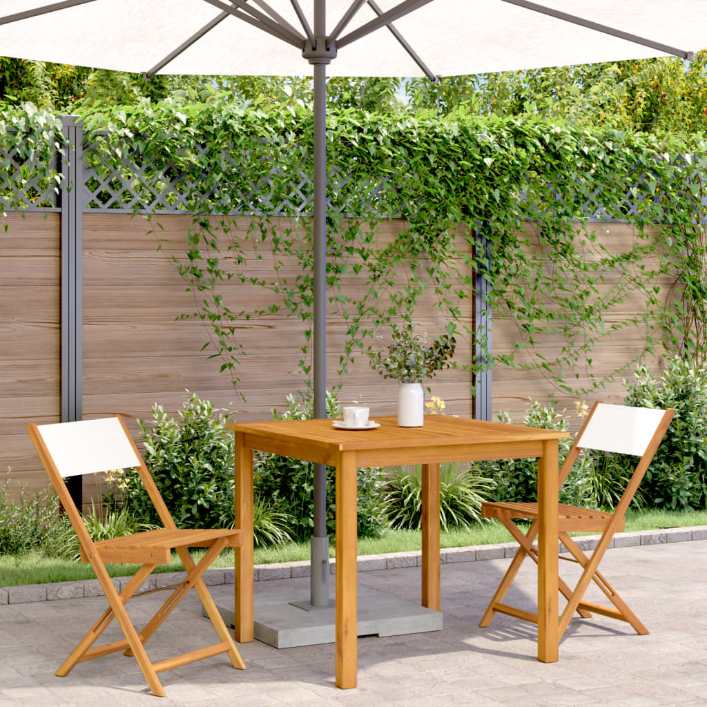 Sedie Bistrò 2pz Bianco Crema Legno Massello Acacia e Tessuto | homemem39