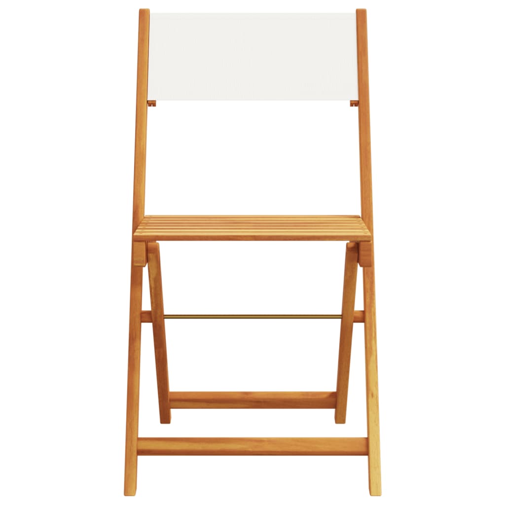 Sedie Bistrò 2pz Bianco Crema Legno Massello Acacia e Tessuto | homemem39