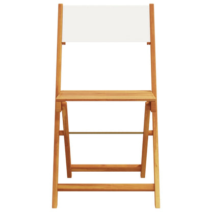 Sedie Bistrò 2pz Bianco Crema Legno Massello Acacia e Tessuto | homemem39