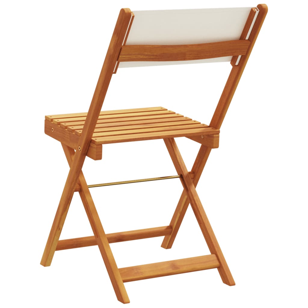 Sedie Bistrò 2pz Bianco Crema Legno Massello Acacia e Tessuto | homemem39