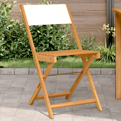 Sedie Bistrò 2pz Bianco Crema Legno Massello Acacia e Tessuto | homemem39