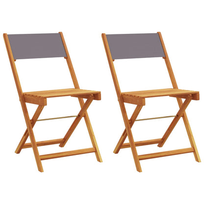 Sedie da Bistrò 2pz Antracite Legno Massello Acacia e Tessuto