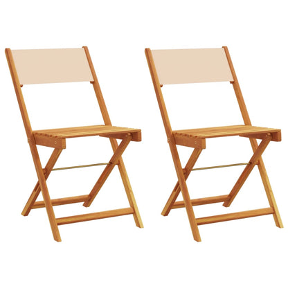 Sedie da Bistrò 2pz Beige in Legno Massello di Acacia e Tessuto - homemem39