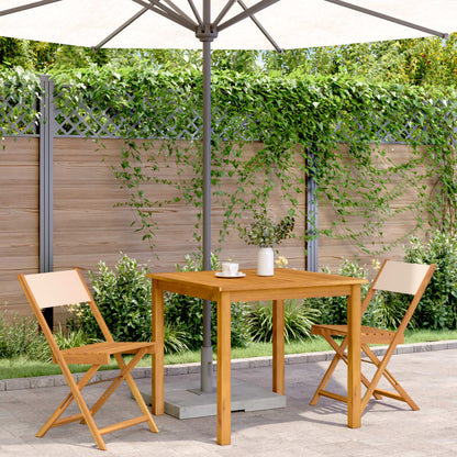 Sedie da Bistrò 2pz Beige in Legno Massello di Acacia e Tessuto | homemem39