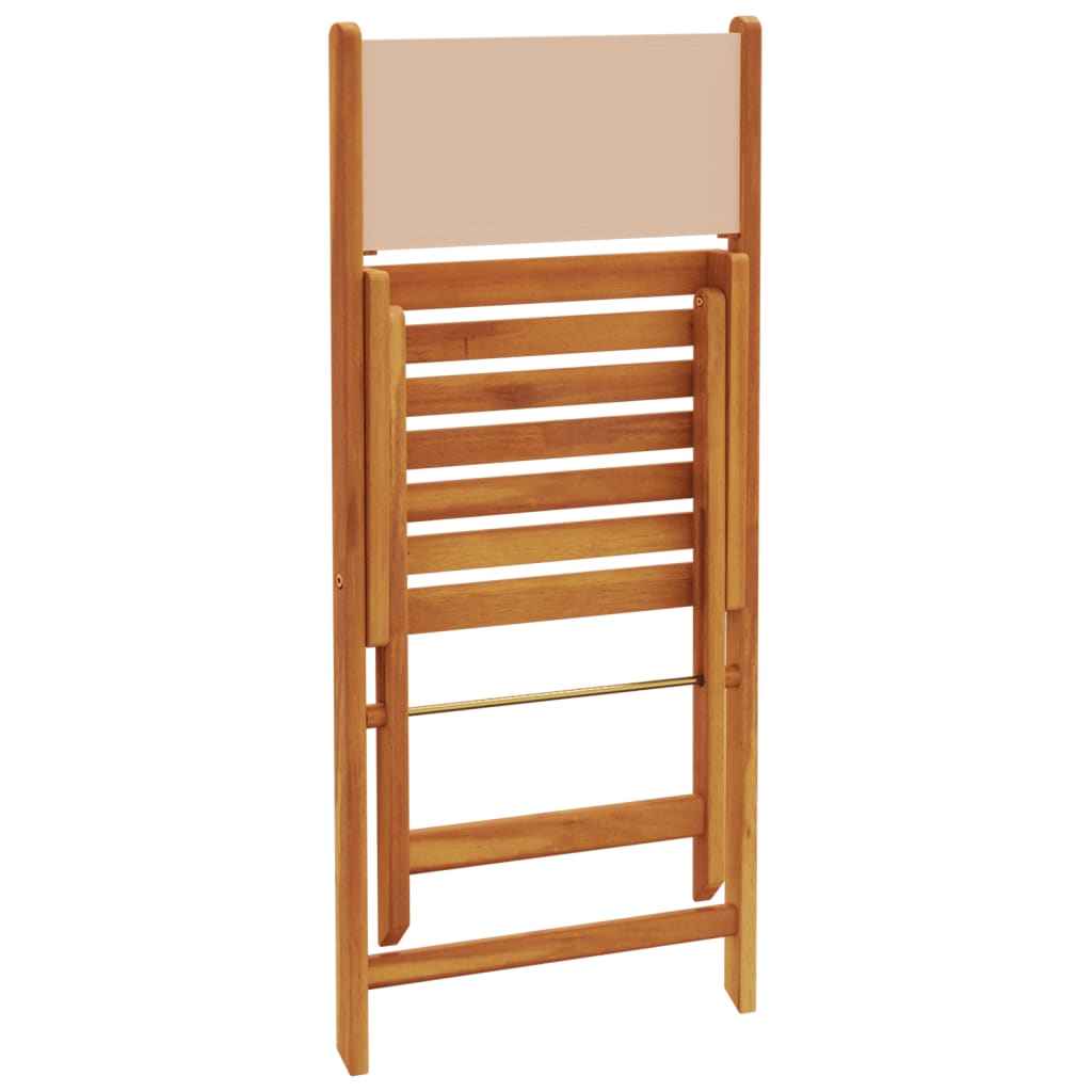 Sedie da Bistrò 2pz Beige in Legno Massello di Acacia e Tessuto | homemem39