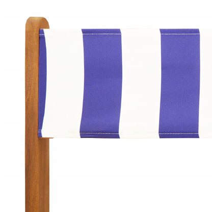 Sedie Bistrò 2pz Blu e Bianco Legno Massello Acacia e Tessuto