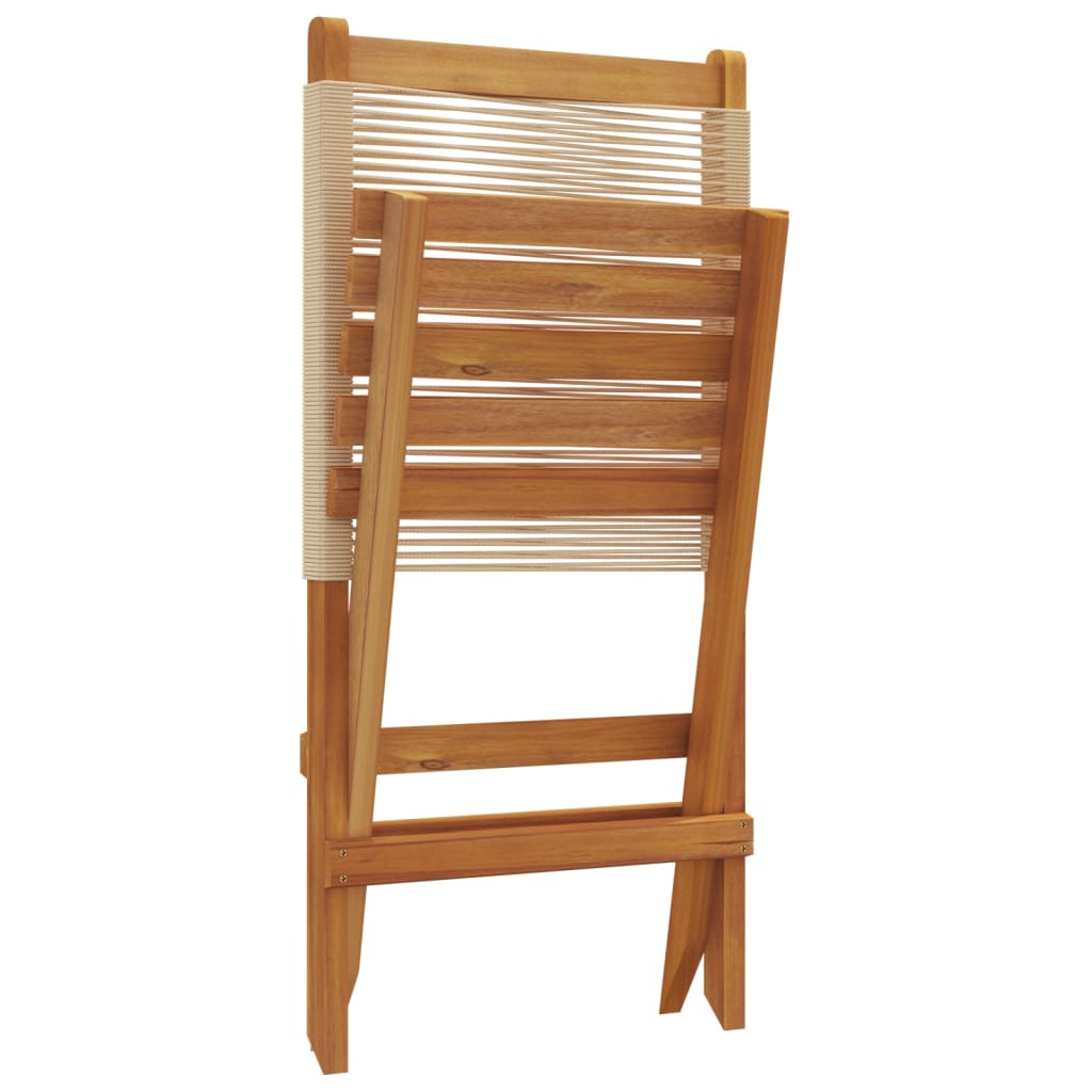 Sedie Giardino 2 pz Beige Legno Massello Acacia e Polipropilene | homemem39