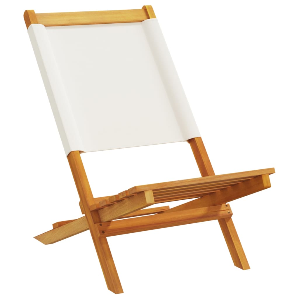 Sedie Giardino 2pz Bianco Crema Legno Massello Acacia e Tessuto | homemem39