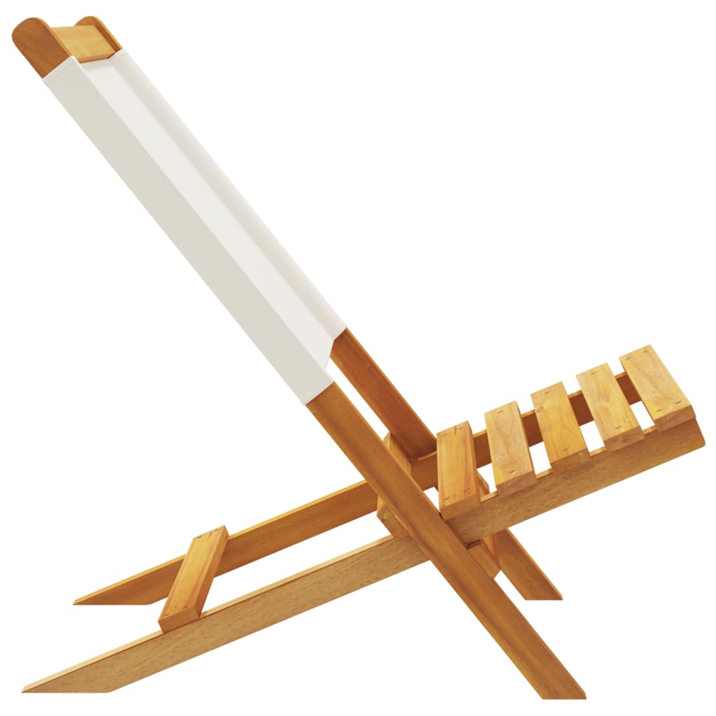 Sedie Giardino 2pz Bianco Crema Legno Massello Acacia e Tessuto - homemem39