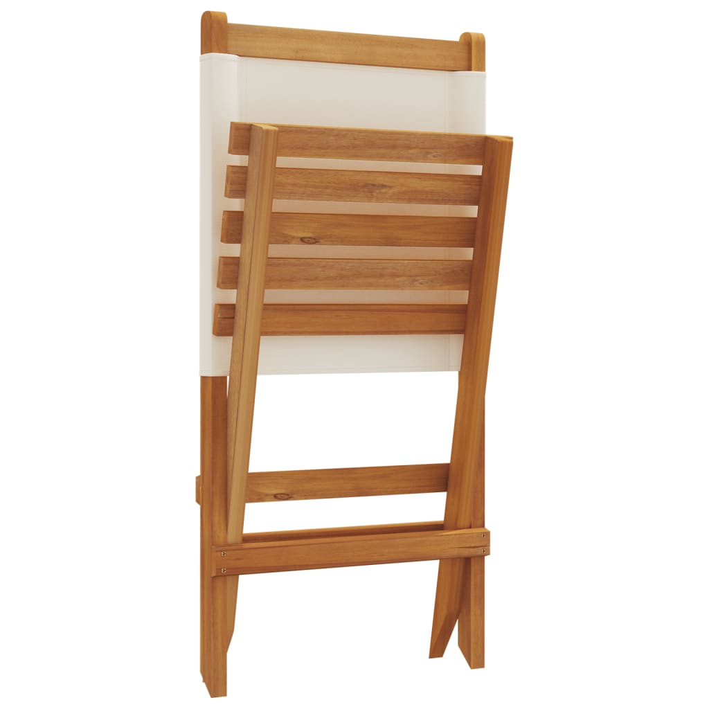 Sedie Giardino 2pz Bianco Crema Legno Massello Acacia e Tessuto | homemem39
