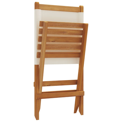 Sedie Giardino 2pz Bianco Crema Legno Massello Acacia e Tessuto | homemem39