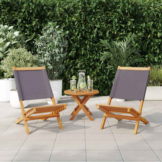 Sedie da Giardino 2pz Antracite Legno Massello Acacia e Tessuto
